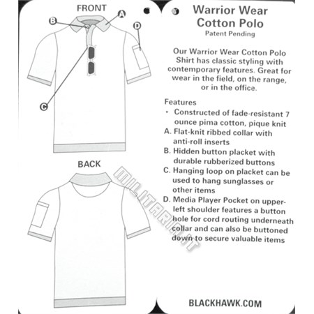 Polo Cotone Warrior Wear Nera  in Equipaggiamento