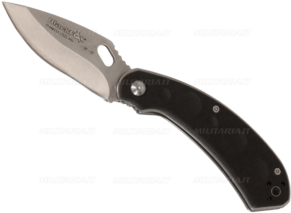 Fox Coltello Black Hugin – Lama 440C 10 Cm, Manico G10 Verde, Opening Flipper, Rivestimento Stonewashed PVD