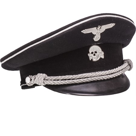 schirmutze da ufficiale ss nero riproduzione wwii
