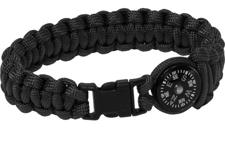  Bracciale Paracord Compass Nero 