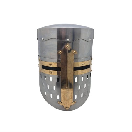 Elmo Medievale Pentolare con Croce – Replica Storica  in Reenactment