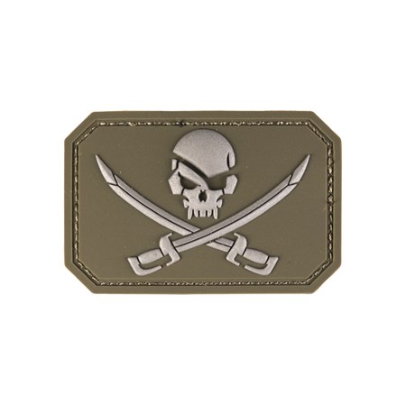 patch 3d skull w swords m klett verde