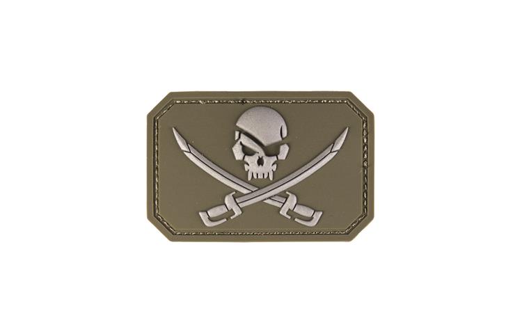  Patch 3D Skull W Swords M Klett Verde 