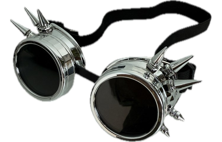  Occhiali Steampunk Chiodati Finitura Cromo  