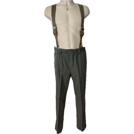  Pantalone Invernale in Lana + Bretelle Esercito Tedesco Orientale DDR   in Reenactment