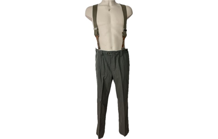  Pantalone Invernale in Lana + Bretelle Esercito Tedesco Orientale DDR  