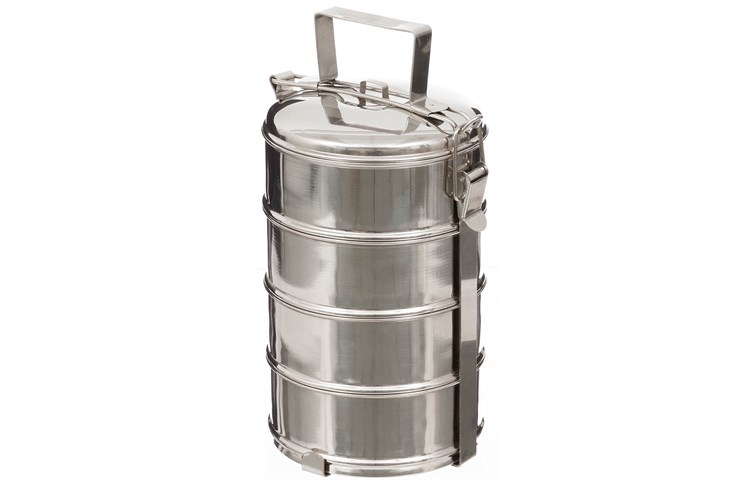  Porta Pranzo in Acciaio Inox 4 Pezzi 