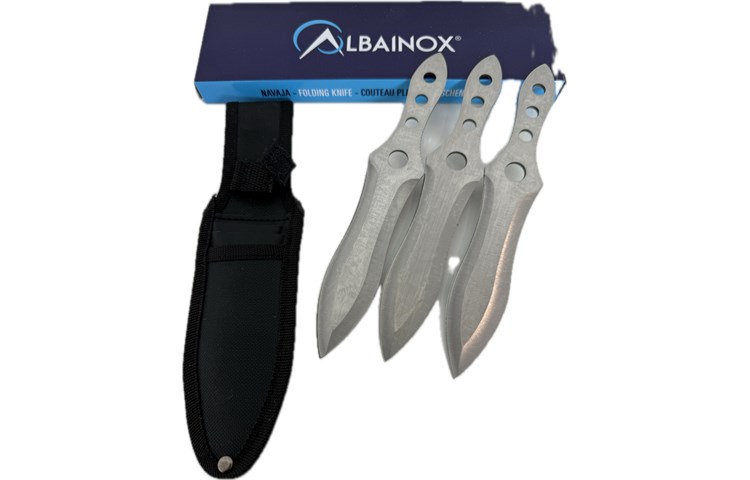 Albainox Set Coltelli da Lancio Albainox 32061 – 3 Pezzi con Fodero Albainox