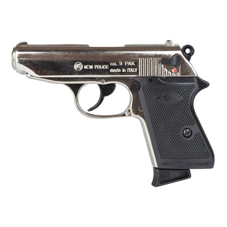 bruni pistola a salve new police calibro 9 mm silver
