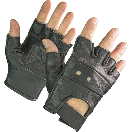 guanti in pelle nera biker